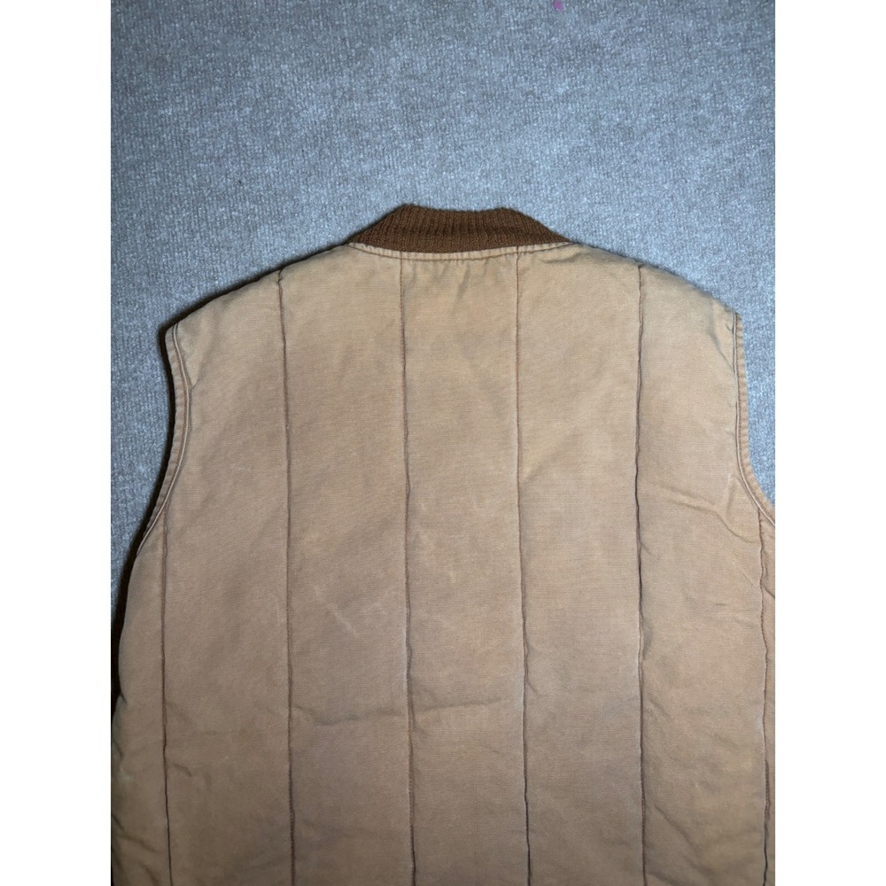 Walls Blizzard-Pruf Insulated Workwear Vest Tan Duck Canvas Red Lining Mens L - Picture 10 of 11